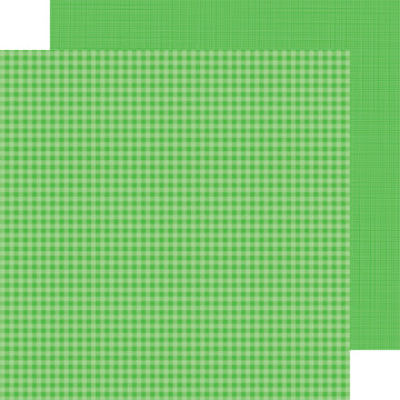 Doodlebug Petite Prints Gingham/Linen Cardstock 12"X12" 25/Pkg - Grasshopper