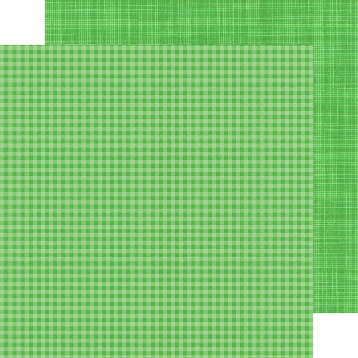 Doodlebug Petite Prints Gingham/Linen Cardstock 12"X12" 25/Pkg - Grasshopper