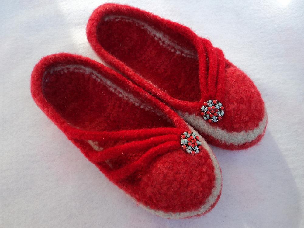 I-Cord Slippers Felted Knit for Women