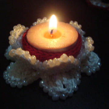 Beaded Lotus Candle Holder