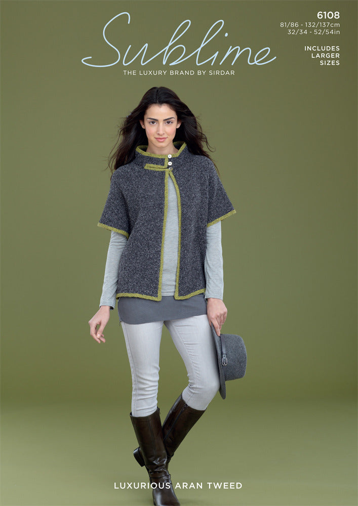 Mock Cape in Sublime Luxurious Aran Tweed - 6108 - Leaflet