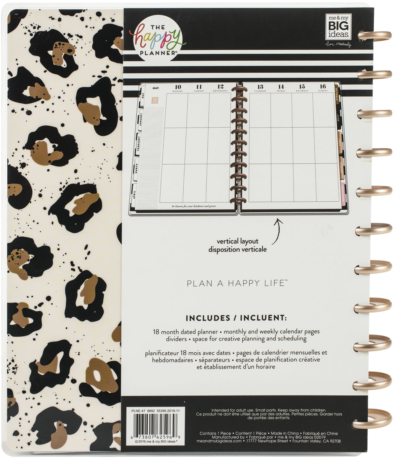 Happy Planner 18-Month Dated Big Planner 8.25"X11.5" - Wild Styled, July 2020 - De