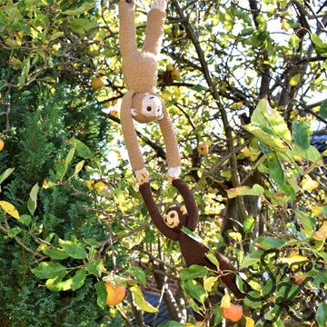 Hanging Monkey Chimpanzee Toy Two Sizes Knitting Pattern Snoo's Knits – Pattern Only