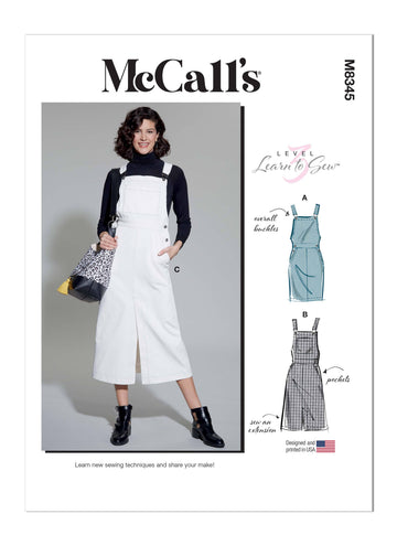 McCall's Misses' Skirt Overalls M8345 - Sewing Pattern