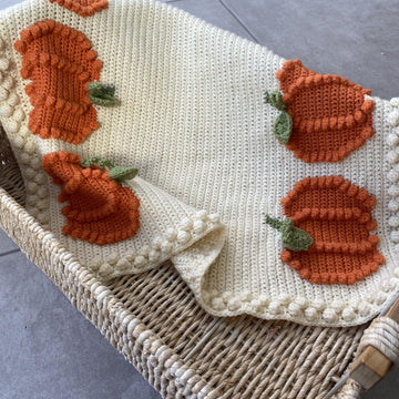 2-in-1 Crochet Autumn Fall Pumpkin Throw Blanket