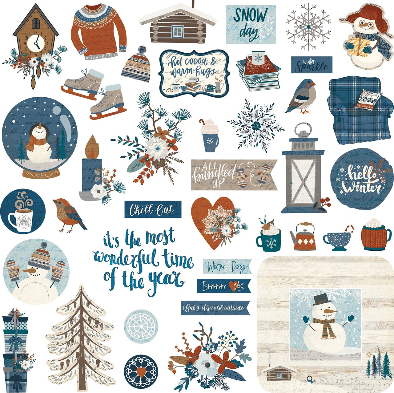 Photoplay Paper For The Love Of Winter Stickers 12"X12" - Elements