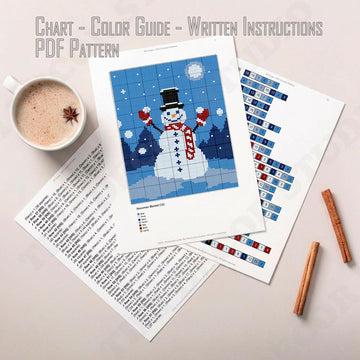 C2C CROCHET PATTERN Frosty Snowman Graph Blanket Plaid Home Decor Afghan