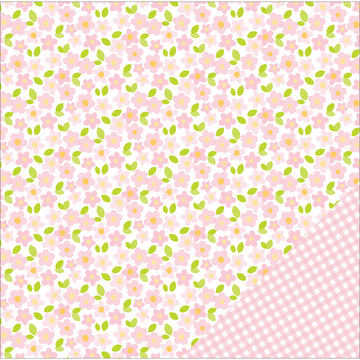 American Crafts Basics Double-Sided Cardstock 12"X12" 12/Pkg - Light Pink Floral