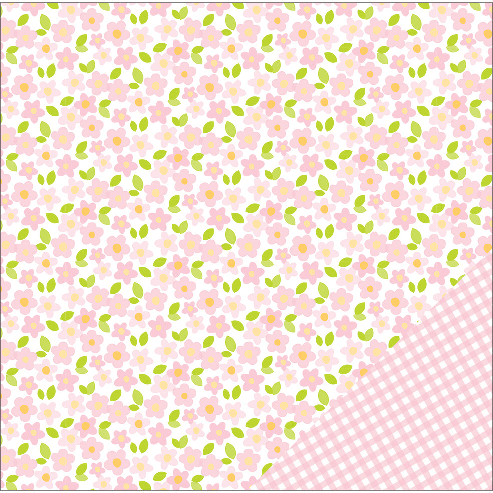 American Crafts Basics Double-Sided Cardstock 12"X12" 12/Pkg - Light Pink Floral