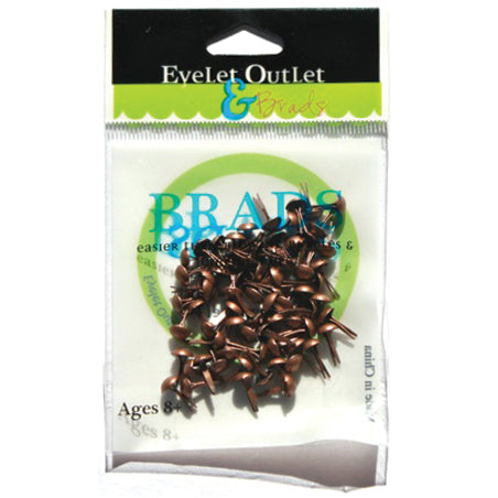 Eyelet Outlet Round Brads 4mm 70/Pkg - Brushed Copper