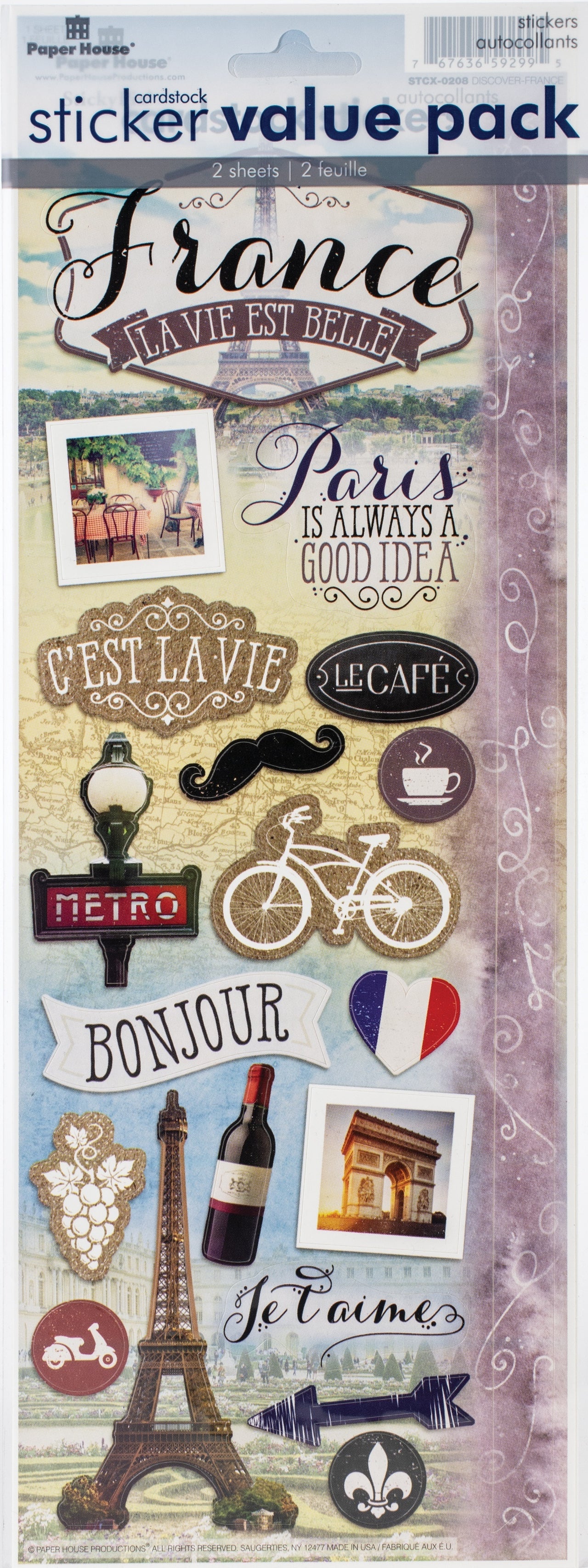 Paper House Cardstock Sticker 2/Pkg - France