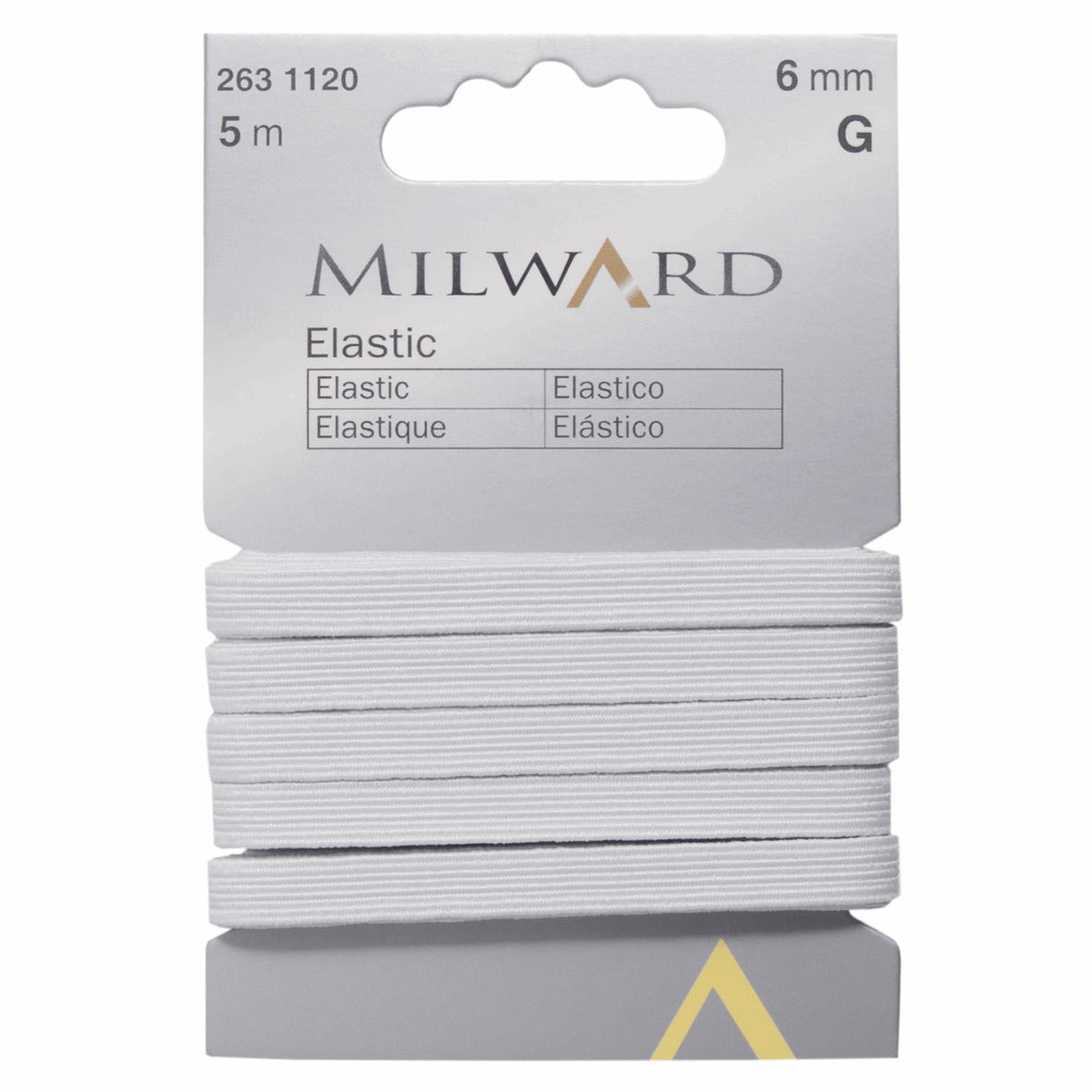 Milward Elastic: 5m x  6mm: White
