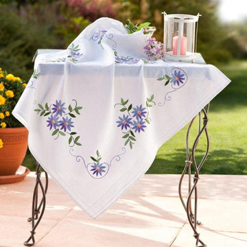 Deco-Line Blue Daisy 80 x 80cm Printed Embroidery Kit - 80 x 80cm
