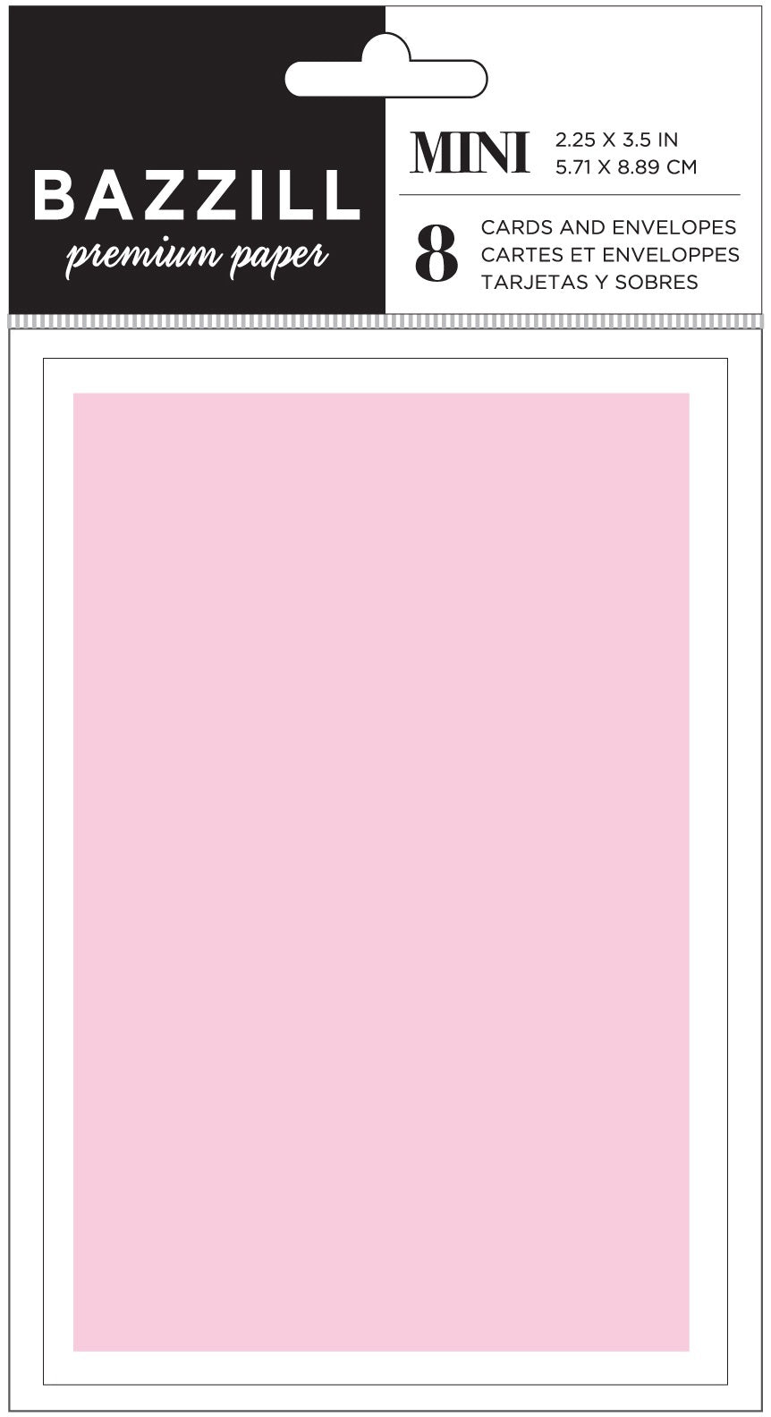 Bazzill Mini Cards W/Envelopes 2.25"X3.5" 8/Pkg - Pink Frosting