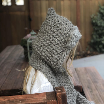 Knitted coala hooded scarf