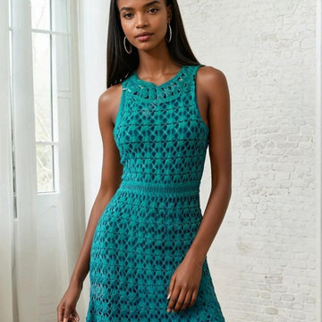 Empire Waist Crochet Dress – Elegant Lace Midi Dress