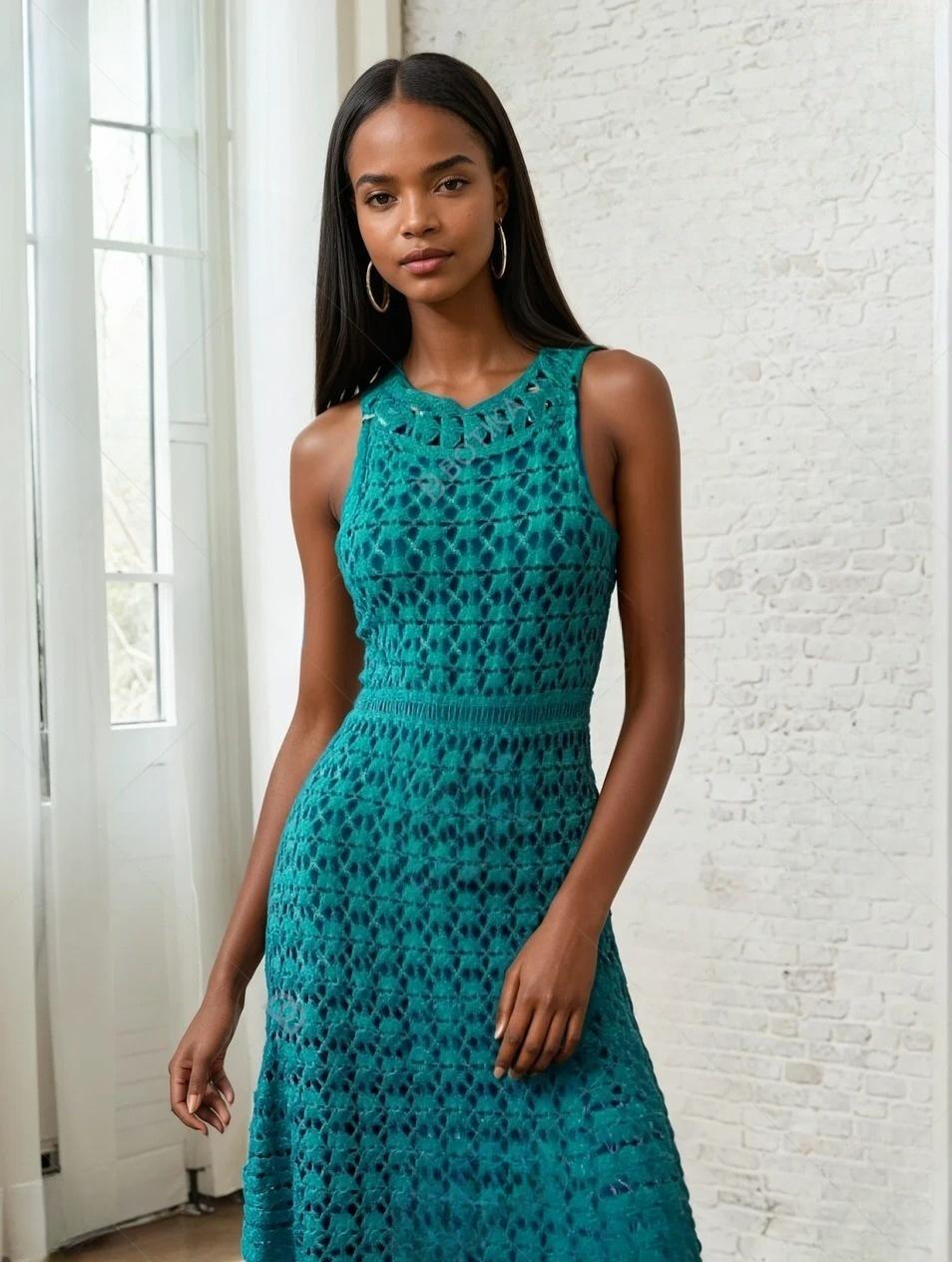 Empire Waist Crochet Dress – Elegant Lace Midi Dress