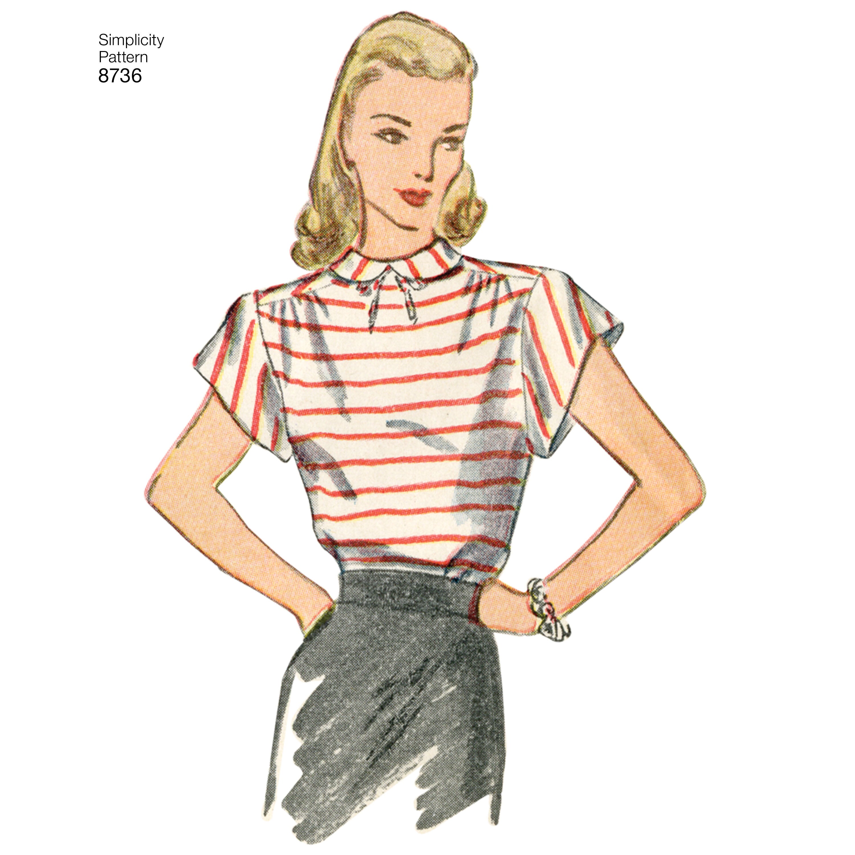 Simplicity 8736 Women's Vintage Blouses - Sewing Pattern