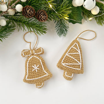 Crochet Christmas gingerbread ornaments pattern Amigurumi holiday decor