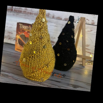 Christmas Tree Gold Black Chocolate Orange Cover Knitting Pattern