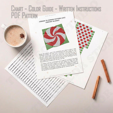 Peppermint Swirl Blanket C2C Crochet PATTERN