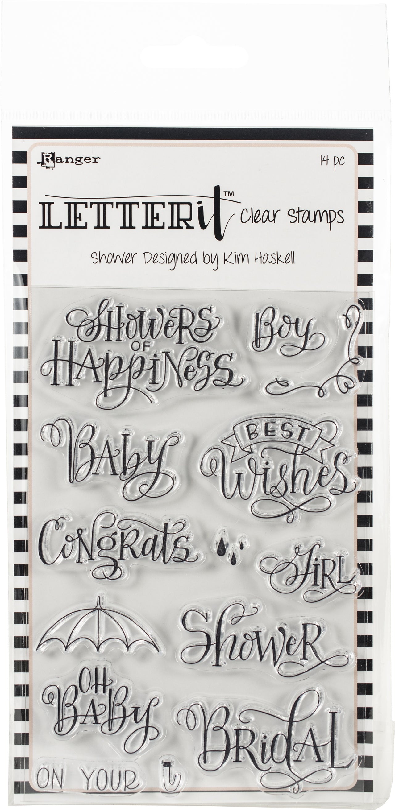 Ranger Letter It Clear Stamp Set 4"X6" - Shower