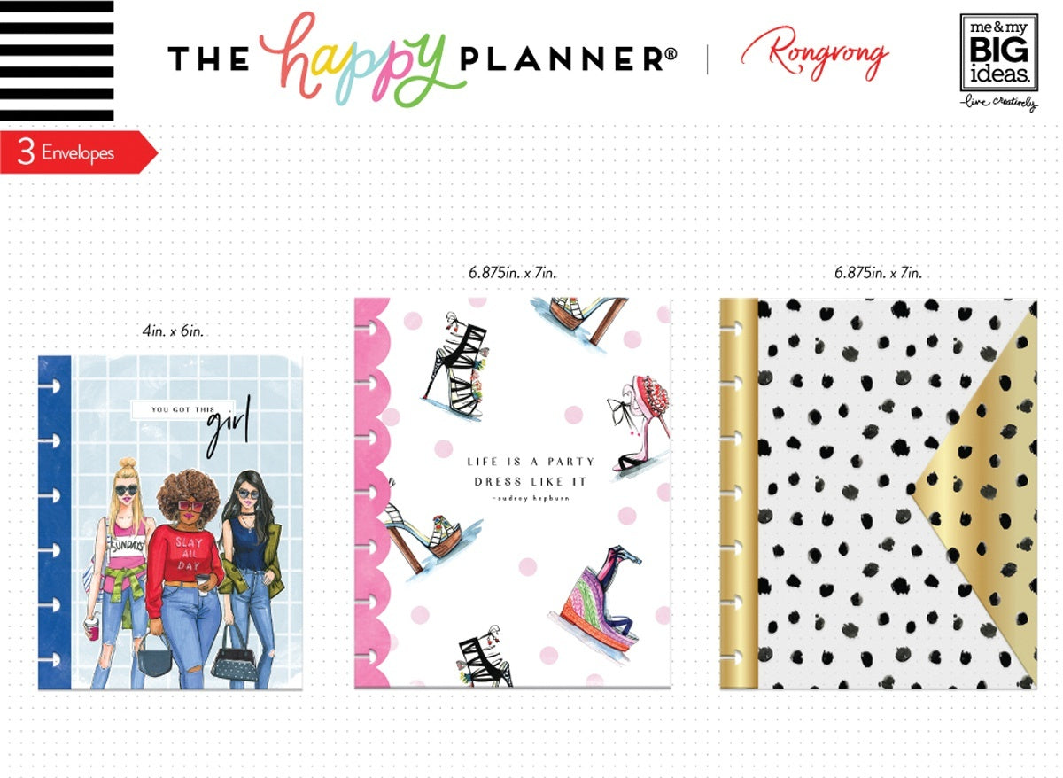 Happy Planner X Rongrong Plastic Envelopes 3/Pkg - 605069