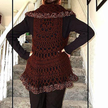 718, BOHEMIAN CROCHET VEST, LONG OR SHORT, CHILD AND ADULT