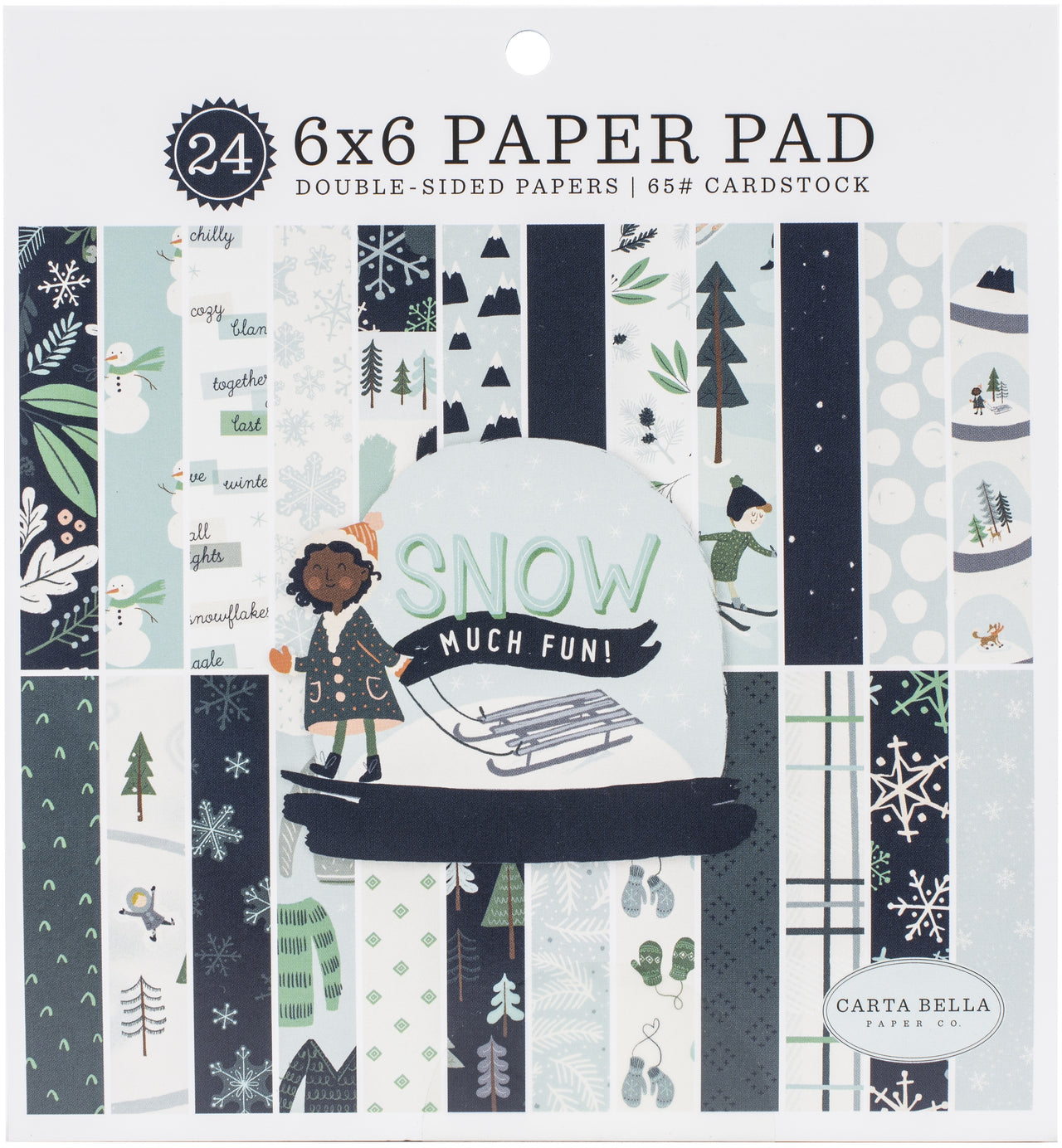 Echo Park Paper Carta Bella Double-Sided Paper Pad 6"X6" 24/Pkg - Snow Much Fun, 12 Designs/2 Each