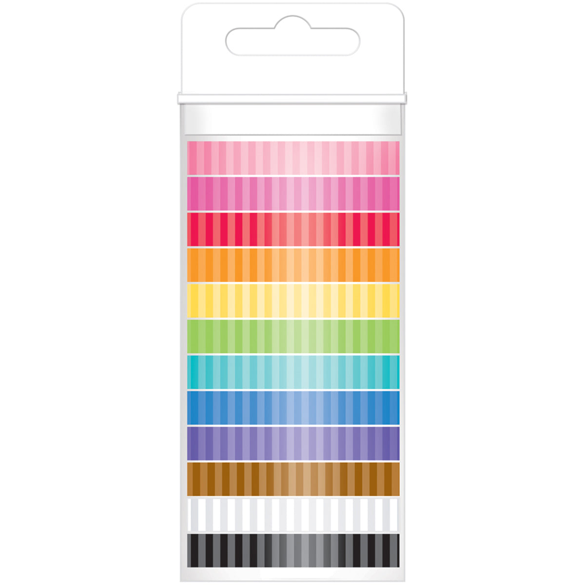 Doodlebug Monochromatic Washi Tape 8mmx12yds 12/Pkg - Stripe