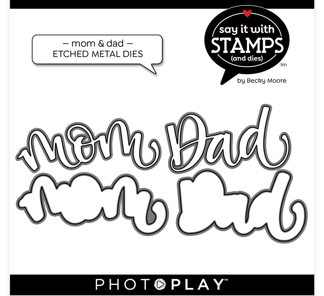 Photoplay Paper PhotoPlay Say It With Stamps Die Set - Mom & Dad