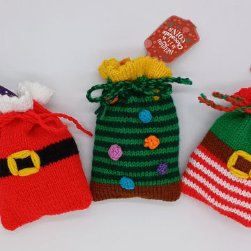 Christmas Chocolate Coin Bags Knitting Pattern Decoration