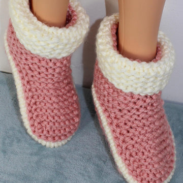 Ladies 2 Colour Super Chunky Slipper Boots