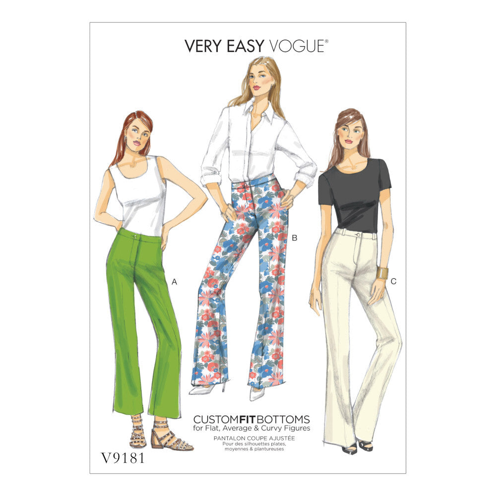 Vogue Misses' Custom-Fit Bootcut Pants V9181 - Sewing Pattern
