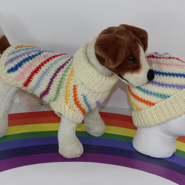 Chunky Swirl Stripe Dog Coat & Matching Beanie Hat