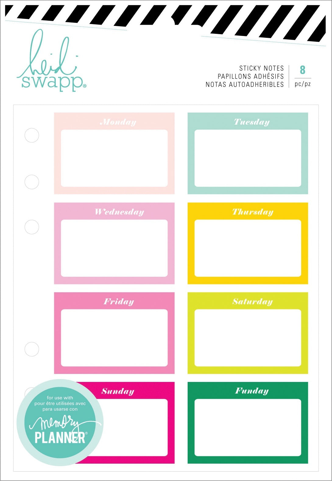 American Crafts Heidi Swapp Memory Planner Sticky Notes 8/Pkg - Color Fresh