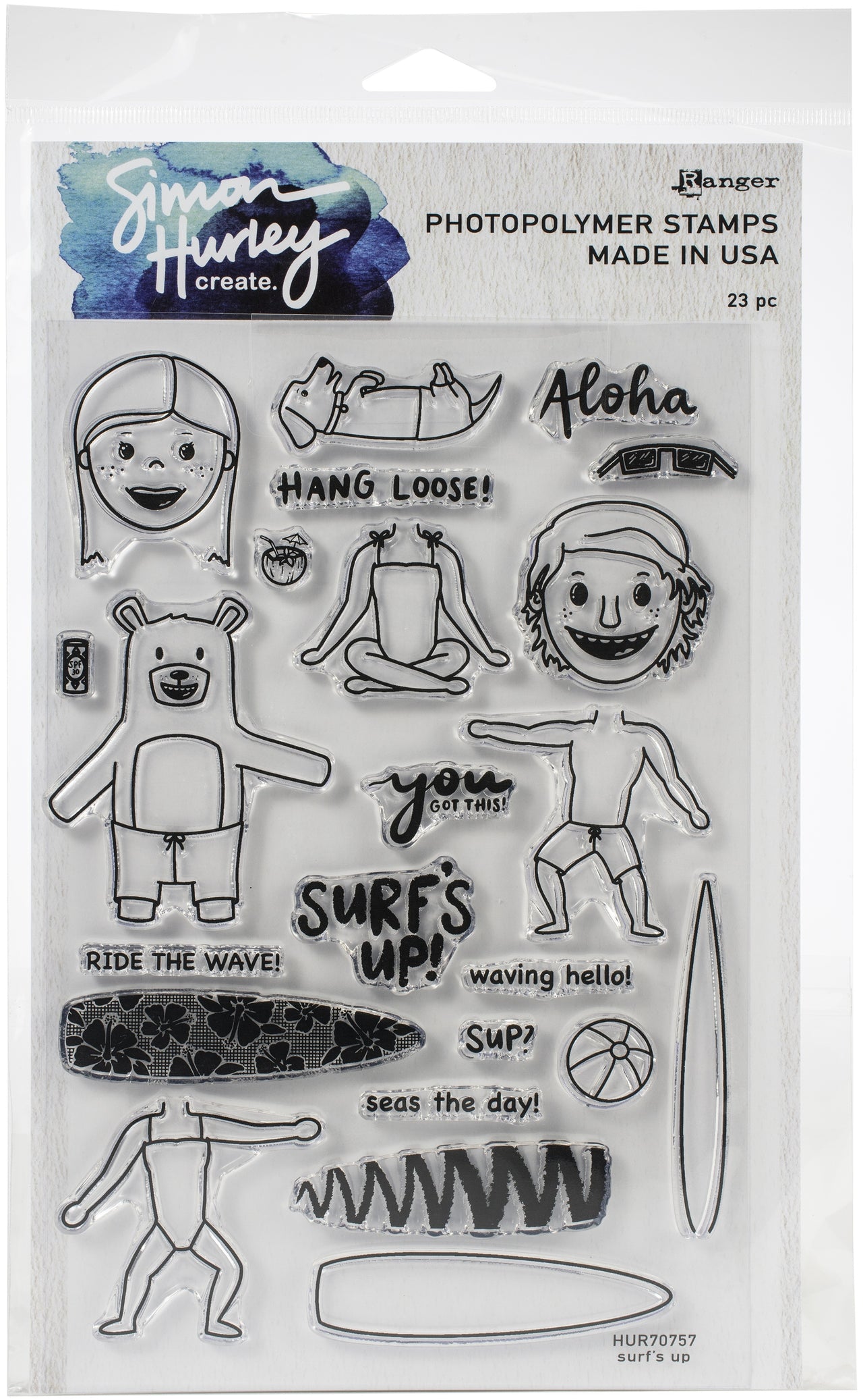 Ranger Simon Hurley create. Cling Stamps 6"X9" - Surf's Up