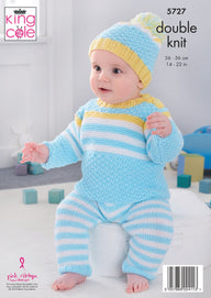 Baby Set Knitted in King Cole Double Knit - 5727 - Downloadable PDF