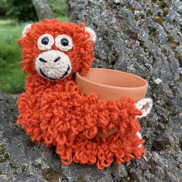 Darwin the Orangutan Crochet Hanging Basket