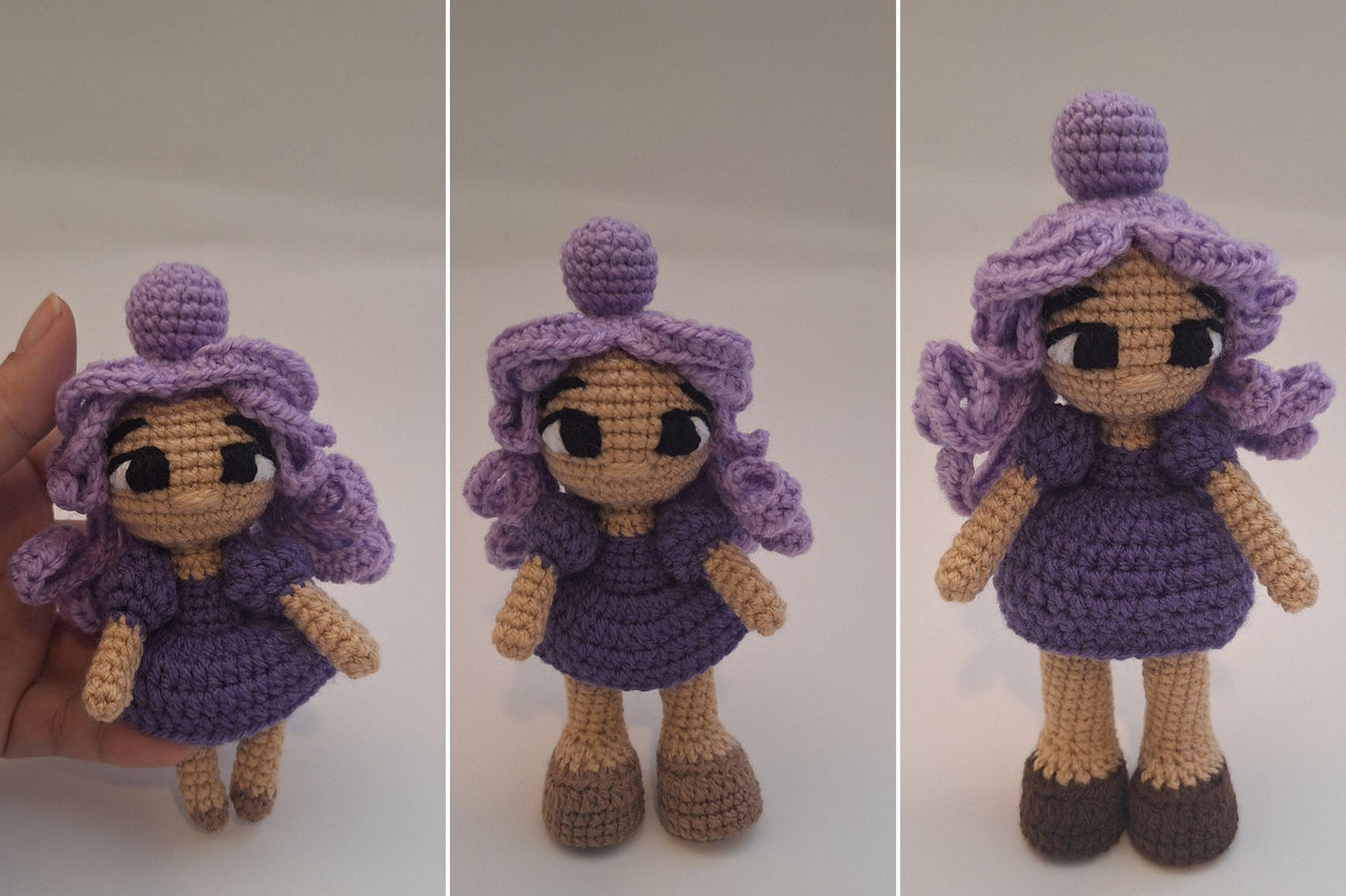 Purple Rainbow Crochet Doll Pattern 3 Levels in 1