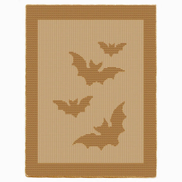 Halloween Flying Bats Afghan Blanket Knitting Pattern, Knit-Purl only