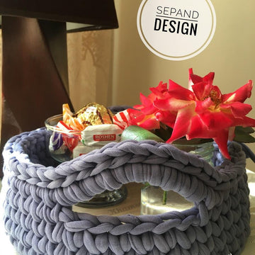 Zpagetti (t-shirt) yarn basket with handle 2