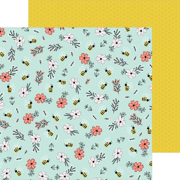 American Crafts Jen Hadfield Hey, Hello Double-Sided Cardstock 12"X12" 25/Pkg - Bee Blossoms