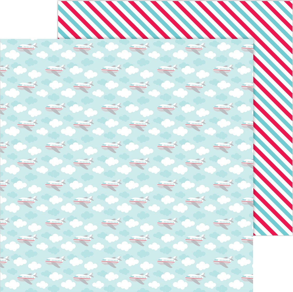 Doodlebug I Heart Travel Double-Sided Cardstock 12"X12" 25/Pkg - Fly Away