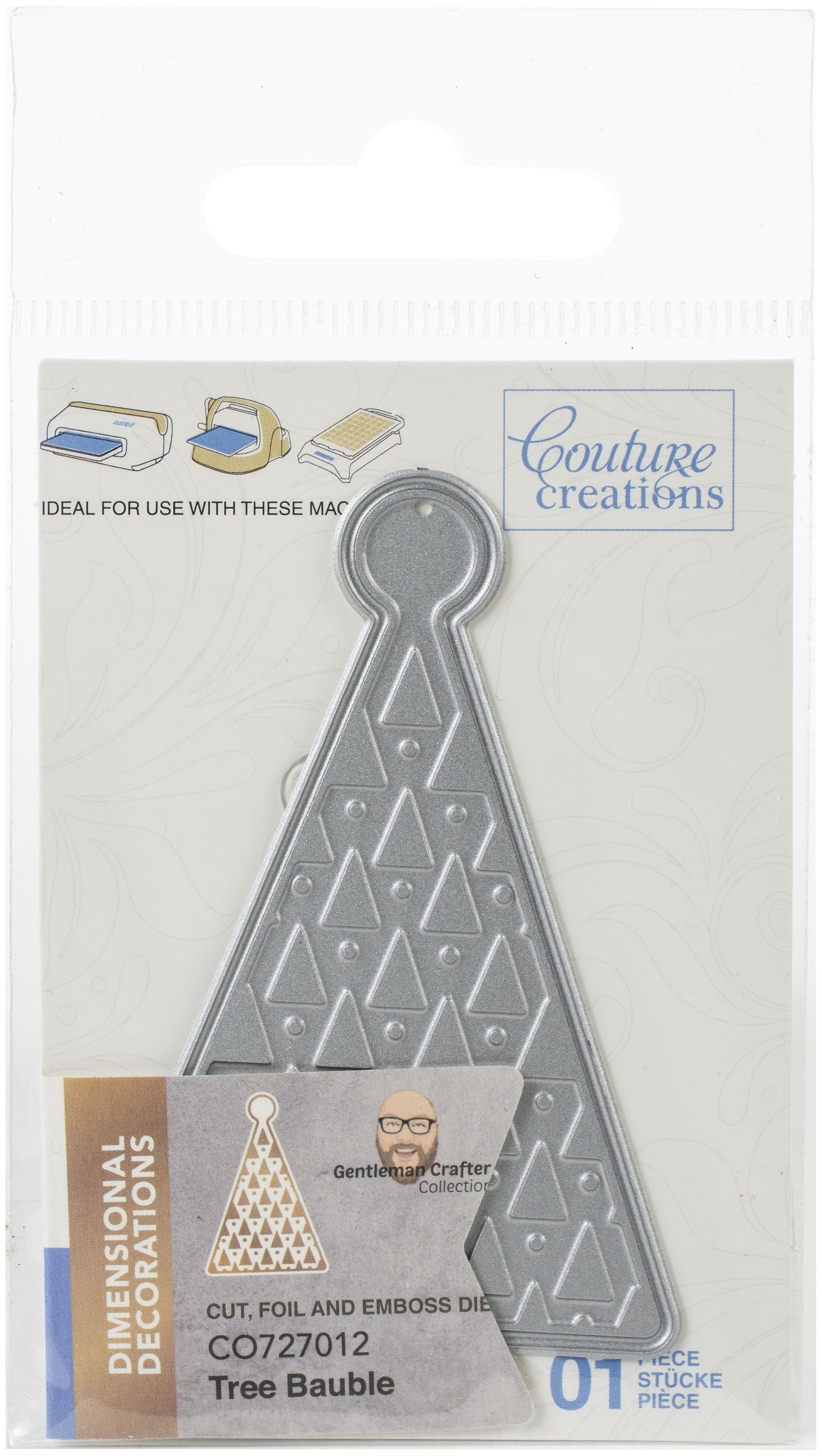 Artdeco Creations Dimensional Decorations Cut, Foil & Emboss Dies - Tree Bauble 1.9"X2.8"