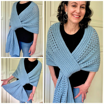 Beginner-Friendly Crochet Gathered Shawl Pattern - Hole-Lotta-Looks Gathered Wrap