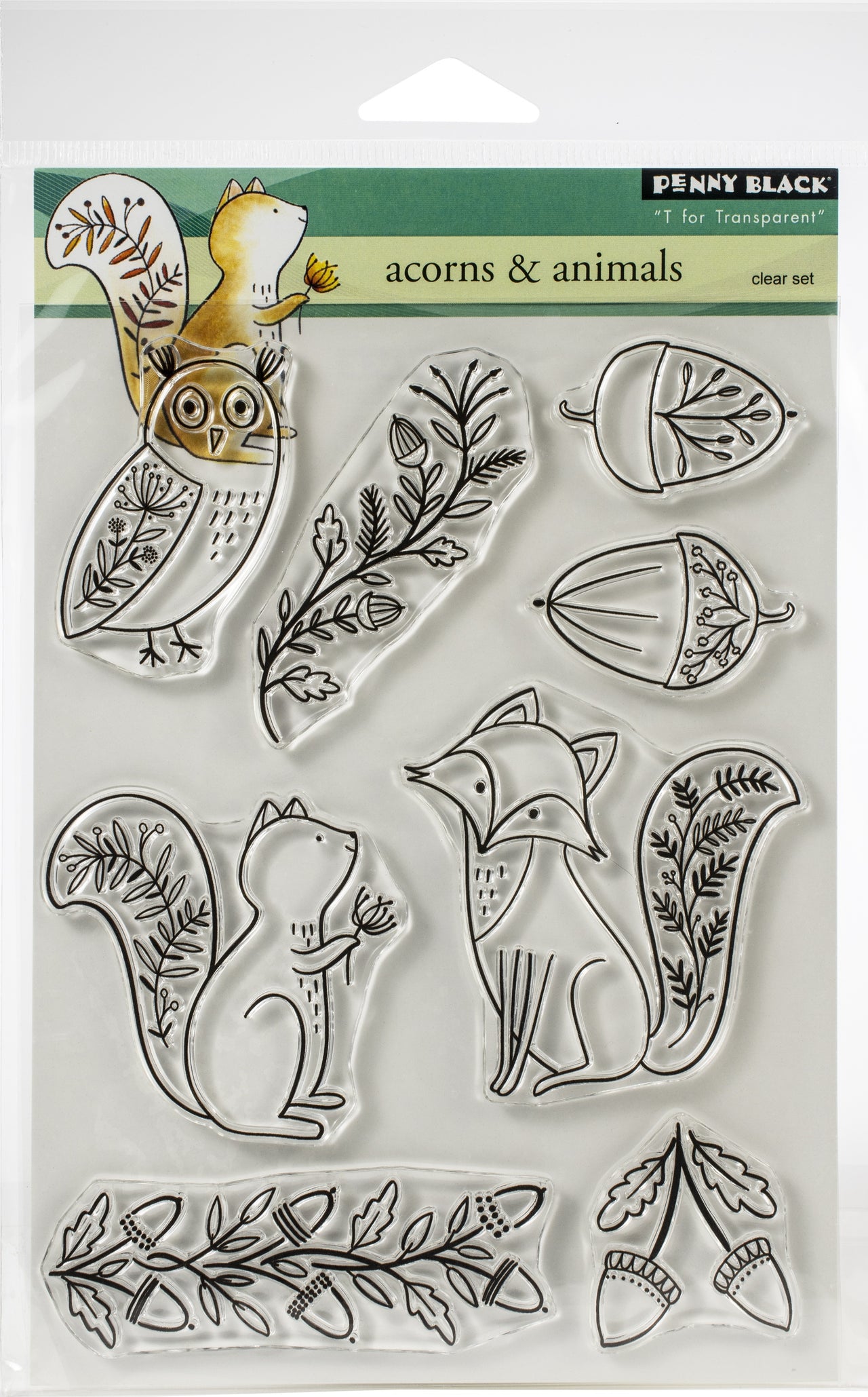 Penny Black Clear Stamps - Acorn & Animals 5"X6.5"