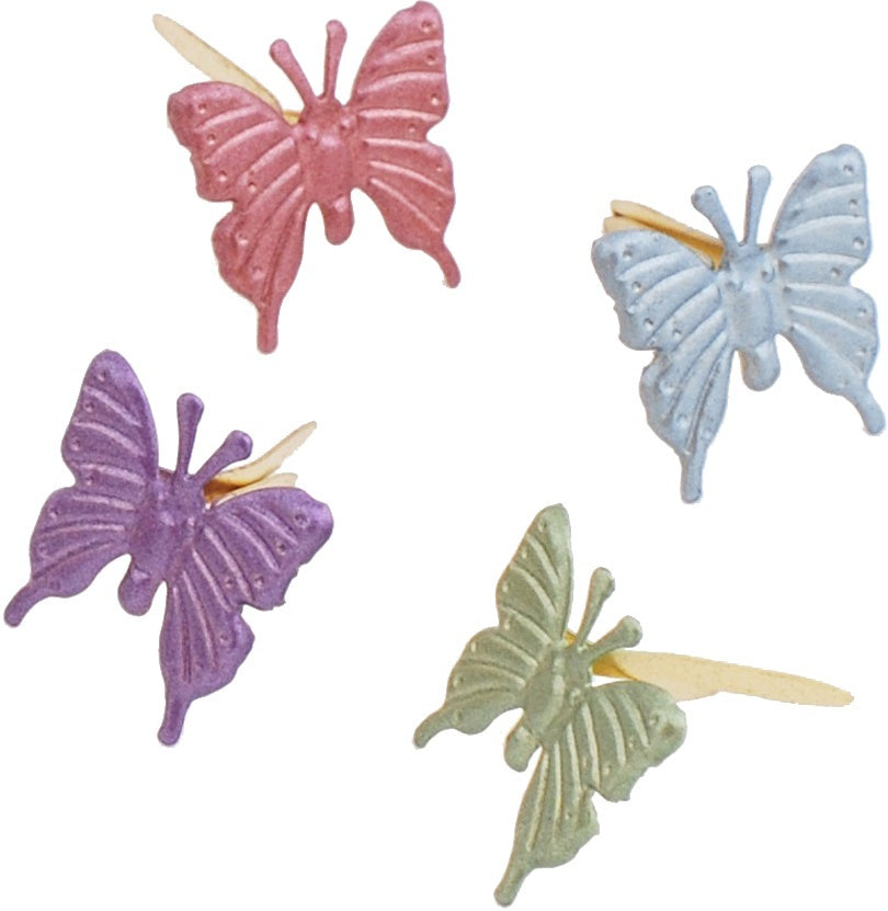 Creative Impressions Metal Paper Fasteners 25/Pkg - Butterfly - Pearl