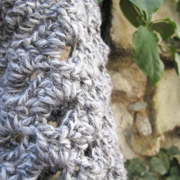 Grey crochet hobo bag