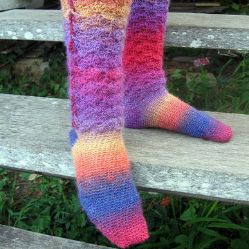 Rainbows and Laces, crochet socks